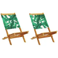 vidaXL Chaises de jardin 2 pcs. Motif de feuilles bois massif acacia & tissu