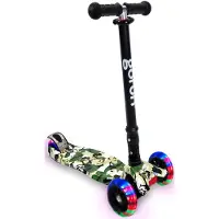Gofun Trottinette pour enfants - - Roues lumineuses - Pliable - 3-8 ans - Réglable - Antidérapante - 85 x 58 x 23 cm - Noir