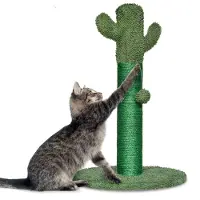 Gopets Griffoir pour chat - Griffoir cactus en sisal - Griffoir design moderne - Griffoir naturel avec jouet - 65cm