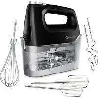 Kitchenwell Batteur à main - 6 vitesses et fonction turbo - 400W - Batteurs & Crochets à pâte & Fouet - Boîte de rangement incluse