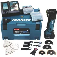 Makita DTMRT1J3 Découpeur-ponceur Sans-fil - 18V Li-ion - 1 Batterie 5,0 Ah - 42 Accessoires - MAKPAC - Serrage Rapide