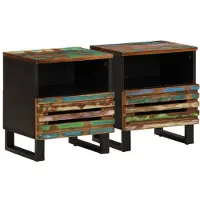 vidaXL Tables de chevet 2 pcs 40x34x46 cm bois massif de récupération
