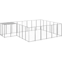 vidaXL Enclos pour chiens Argenté 12,1 m² Acier