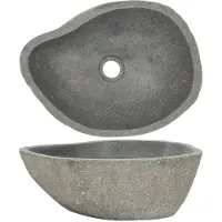 vidaXL Lavabo en pierre de rivière ovale (37-46)x(29-36) cm