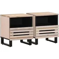 vidaXL Tables de chevet 2 pcs 40x34x46 cm bois manguier massif blanchi