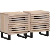 vidaXL Tables de chevet 2 pcs 40x34x46 cm bois manguier massif blanchi