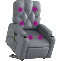 vidaXL Fauteuil de massage avec releveur électrique Gris Similicuir