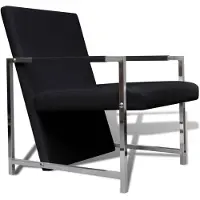 vidaXL Fauteuil avec pieds chromés Noir Similicuir