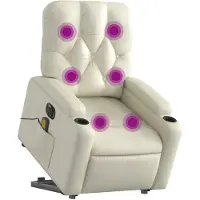 vidaXL Fauteuil de massage avec releveur électrique Crème similicuir
