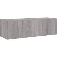 vidaXL Armoire TV murale avec lampes LED Gris Sonoma 100x35x31 cm