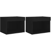 vidaXL Tables de chevet murales avec lampes LED 2 pcs. noir