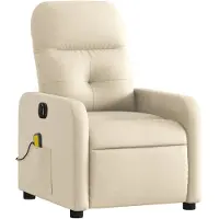 vidaXL Fauteuil de massage électrique Crème Tissu