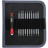Wiha 27820 Jeu de tournevis avec lames interchangeables SYSTEM 4 - Jeu de 11 pcs - dans une trousse pliable