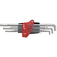 Wiha 35480 Jeu de clés mâles en étui ProStar Six pans à tête sphérique avec tête courte - 9 pcs - chromé mat