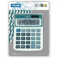 Milan Calculatrice de poche 40925 Bleu 13 x 10 x 1,5 cm (Fonctionnement sur piles, Panneau solaire)