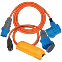 Brennenstuhl Camping Starter-Set / CEE adapterkabel 1,5m, CEE 230V verlengkabel 3m, Safe-Box BIG IP44 (ideale kampeeraccessoires voor elke kampeervakantie, IP44)