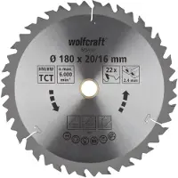 Wolfcraft 1 lame de scie circulaire HM, 22 dents ø180mm