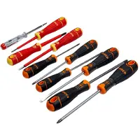 Bahco Slotted-phillips-pozidriv-torxfit With Rubber Handle Screwdriver Set 10 Units Orange