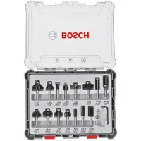 Bosch Wood Bit Set For Shank Router 6 Mm 15 Units Argenté