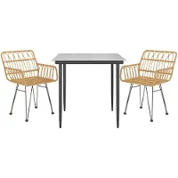 vidaXL Ensemble de jardin 3 pièces Poly rotin