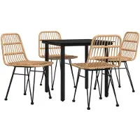 vidaXL Ensemble de jardin 5 pièces Poly rotin