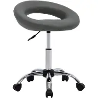 vidaXL Tabouret de travail à roulettes Gris Similicuir
