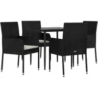 vidaXL Ensemble de jardin 5 pièces avec coussins Noir Poly Rattan