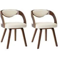 vidaXL Chaise de salle à manger 2 pcs. Crème bois courbé et similicuir