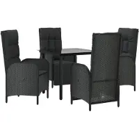 vidaXL Ensemble de jardin 5 pièces avec coussins Noir Poly Rattan