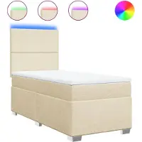 vidaXL Lit boxspring avec matelas Crème 100x200 cm Tissu