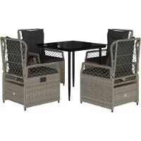 vidaXL Salon de jardin 5 pièces avec coussins gris clair Poly rotin