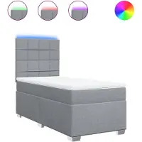 vidaXL Lit boxspring avec matelas gris clair 90x190 cm Tissu