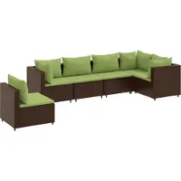vidaXL Ensemble salon de jardin 6 pièces avec coussins Marron Poly rotin