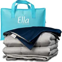 Ella Verzwaringsdeken Katoen 13 kg 200x200 cm - Bundel met Hoes - Verzwaarde deken Incl. Grijs & Blauw Biologisch Katoenen Overtrek
