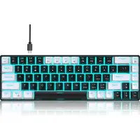 HxSJ V800 - Clavier de jeu filaire - RGB - Mécanique - Claviers QWERTY - 68 touches - Interrupteur bleu - Noir Blanc