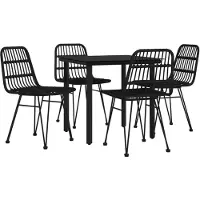 vidaXL Ensemble de jardin 5 pièces noir Poly rotin