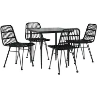 vidaXL Ensemble de jardin 5 pièces noir Poly rotin