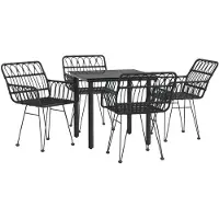 vidaXL Ensemble de jardin 5 pièces noir Poly rotin