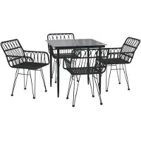 vidaXL Ensemble de jardin 5 pièces noir Poly rotin