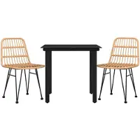 vidaXL Ensemble de jardin 3 pièces Poly rotin