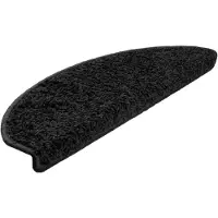 vidaXL Tapis d'escalier 15 pièces 65 x 21 x 4 cm Noir Demi-rond Grand