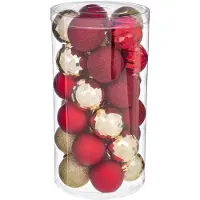 Atmosphera Déco de sapin Lot de 30 Boules de Noël D 6 cm - Or et Rouge