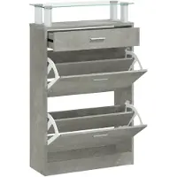 vidaXL Armoire à chaussures Gris béton 63x24x104 cm Bois d'ingénierie
