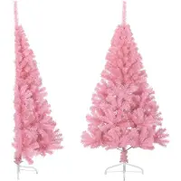 vidaXL Demi sapin de Noël artificiel avec support Rose 150 cm PVC