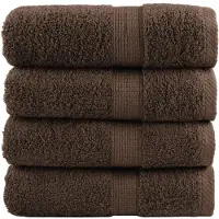 vidaXL Serviettes de toilette premium SOLUND 4 pièces Marron 30 x 30 cm 600 g/m²
