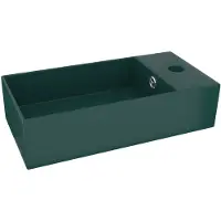 vidaXL Lavabo de salle de bains avec trop-plein Céramique vert foncé