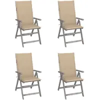 vidaXL Chaise à haut dossier Réglable 4 pièces avec coussins Bois massif Acacia