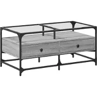 vidaXL Table basse avec plateau en verre Gris Sonoma 98,5x50x45 cm Acier