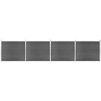 vidaXL Kit d'éléments de clôture WPC 699x146 cm Noir