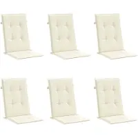 vidaXL Coussins de chaise de jardin dossier haut lot de 6 crème tissu
